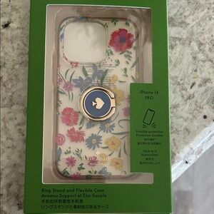 Kate Spade Floral iPhone 14 Pro Case with Ring Stand - Pink and Yellow